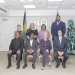 (front row, L-R) - Mr Terry Archer, MOFA Protocol Chief; HE Winston Pinnock, Bahamas Ambassador to the FAO; HE Cindy McCain, US Ambassador to the FAO; Lance Posey, US Embassy Deputy Chief of Mission.
(Back row, (L-R) Kathy Posey, US Embassy Public Affairs Associate; DeAndra Cartwright, MOFA Attache; Candice Bruce, US Embassy; Taige Adderley, MOFA Deputy Director of Communications