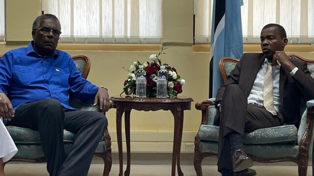 Minister Mitchell paid a courtesy call on the Foreign Minister of Botswana Lemogang Kwape.