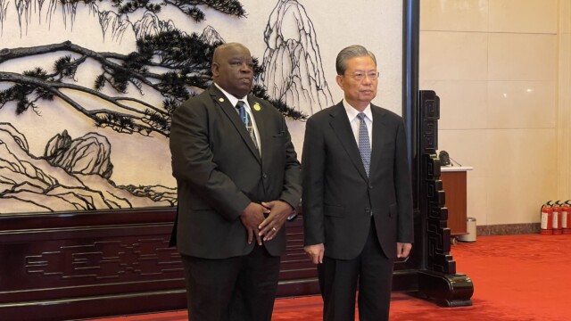 Senator Kirkland Russell with Mr. Zhao Leji, Chairman of the National People's Congress Standing Committee.