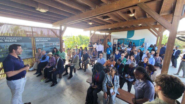 Coral Vita/Conservation Cove President Rupert Hayward welcoming delegates.